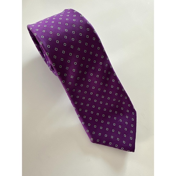 Vintage Chaps Ralph Lauren Tie Mens Purple Geometric Made USA Classic 90s